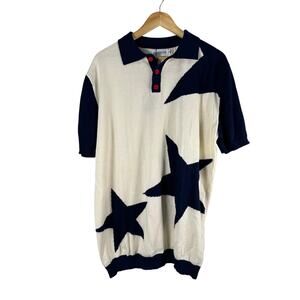 Oxknit 60S STAR PRINT KNIT POLO SHIRT RETRO MOD STYLE 2XL